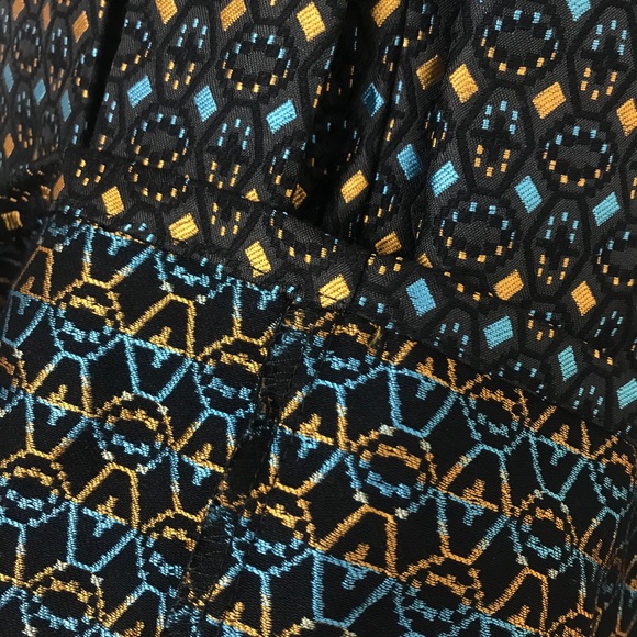 Love & Girl Blue & Gold Geometric Jacquard Dress L - Picture 10 of 14